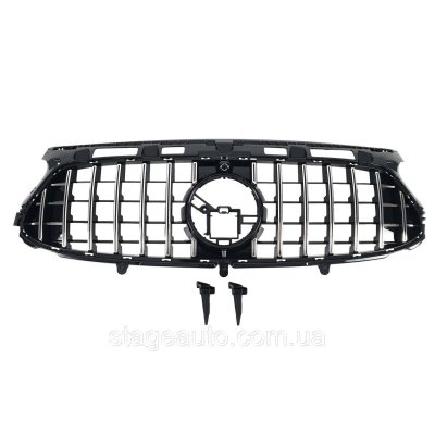 Решітка радіатора на Mercedes GLA-Class H247 2020-2022 рік GT Chrome Black (AMG бампер)