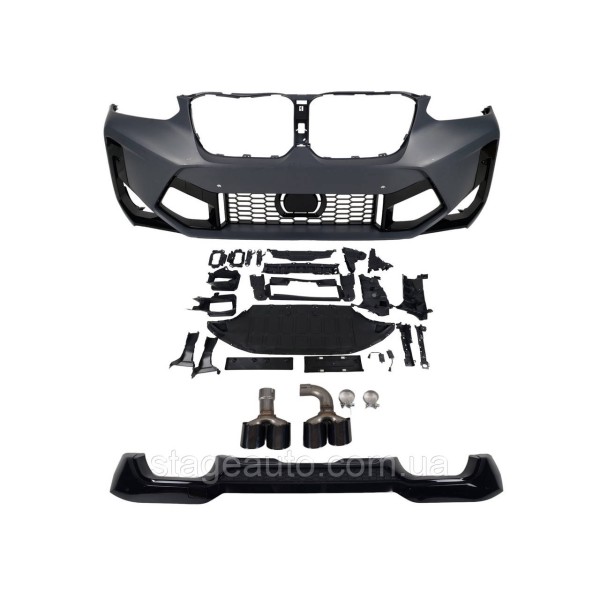 Передний бампер с диффузором ( Body Kit ) на BMW X3 G01 2022-2023 года ( стиль X3M F97 )