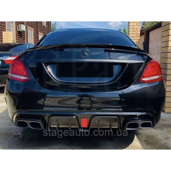 Дифузор на Mercedes C-Class W205 2014-2018 року стиль Brabus (Чорний)
