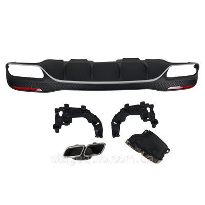 Дифузор на Mercedes GLS X166 2015-2019 року Чорний із сірим + хром насадки ( стиль GLS63 AMG)