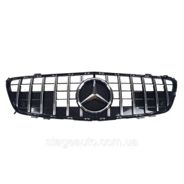 Решетка радиатора на Mercedes SL-Class R230 2006-2008 год AMG стиль ( Черная с хром полоской )