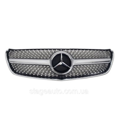 Решітка радіатора на Mercedes V-Class W447 2014-2019 Silver ( Diamond) без камери