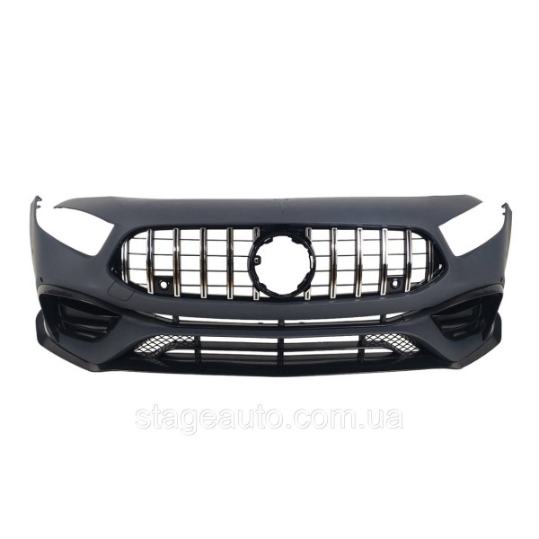 Передний бампер на Mercedes A-Class W177 2018-2022 год ( стиль A45 AMG )