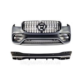 Передний бампер с диффузором на Mercedes GLS-Class X167 2019-2022 года ( стиль GLS63 AMG )