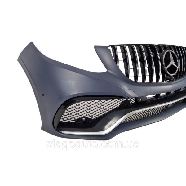 Передний бампер на Mercedes GLE-Class W166 2015-2018 год ( в стиле GLE63 AMG ) V2