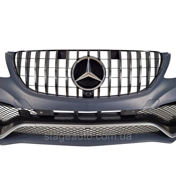 Передний бампер на Mercedes GLE-Class W166 2015-2018 год ( в стиле GLE63 AMG ) V2