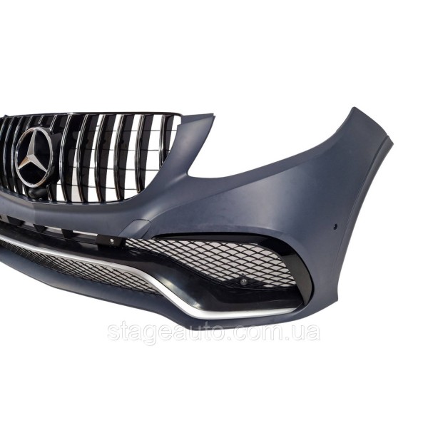 Передний бампер на Mercedes GLE-Class W166 2015-2018 год ( в стиле GLE63 AMG ) V2