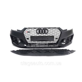Передний бампер на Audi A4 B9 2015-2019 год ( в стиле RS4 Под радары )