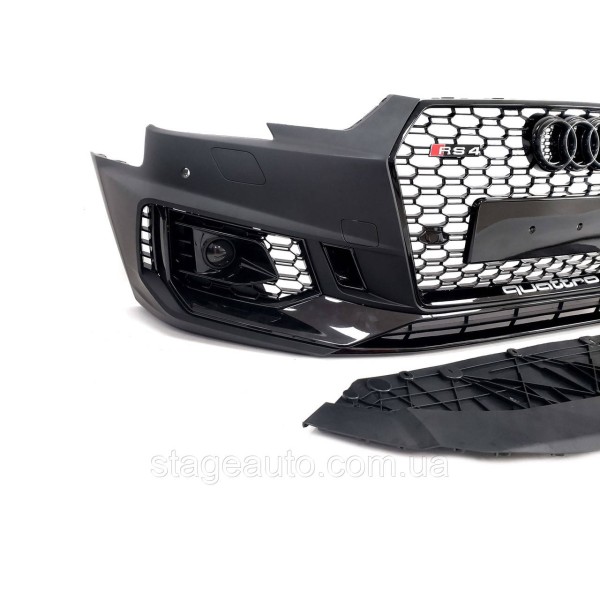 Передній бампер на Audi A4 B9 2015-2019 рік (у стилі RS4 Під радари)