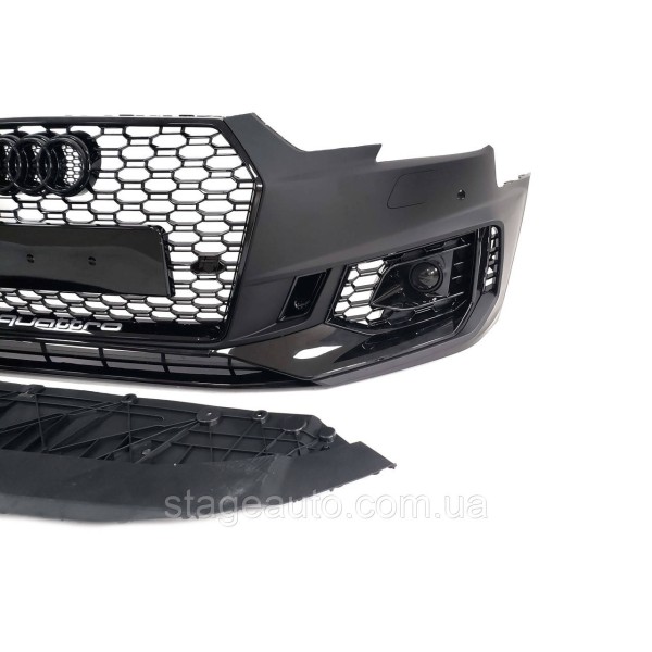 Передній бампер на Audi A4 B9 2015-2019 рік (у стилі RS4 Під радари)