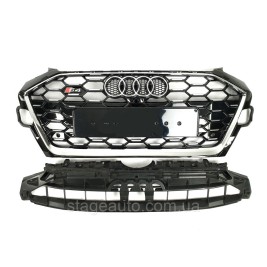 Решетка радиатора на Audi A4 B9 2019-2023 года ( стиль S4 Chrome Black )