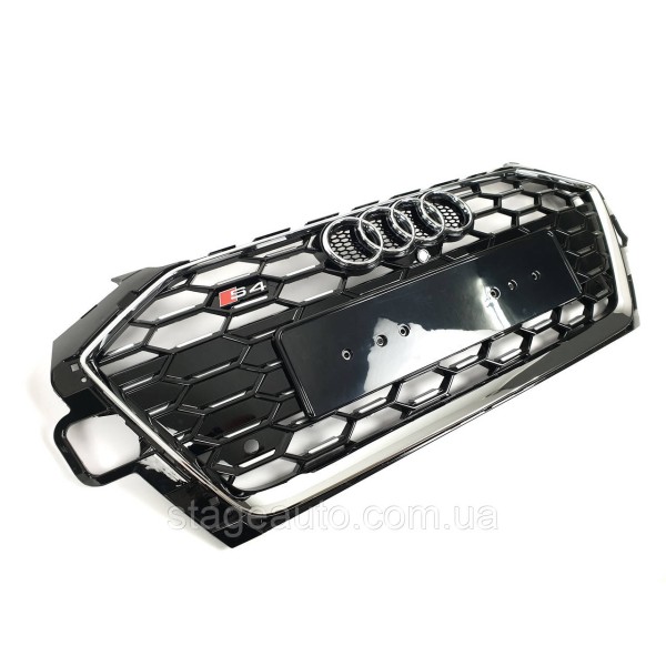 Решетка радиатора на Audi A4 B9 2019-2023 года ( стиль S4 Chrome Black )