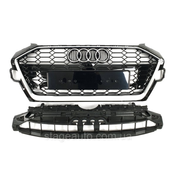 Решетка радиатора на Audi A4 B9 2019-2023 года ( стиль RS4 Silver black )