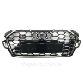 Решетка радиатора на Audi A5 B9 2021-2023 года ( стиль S5 Chrome black gloss )