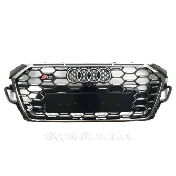 Решетка радиатора на Audi A5 B9 2021-2023 года ( стиль S5 Chrome black gloss )