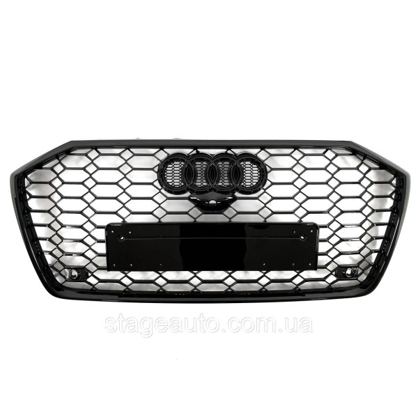 Решетка радиатора в стиле RS на Audi A6 C8 2018-2022 год ( Черная под камеру )