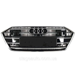 Решетка радиатора в стиле S на Audi A7 C8 ( 4K ) 2017-2022 года ( Черная с хромом под радары )