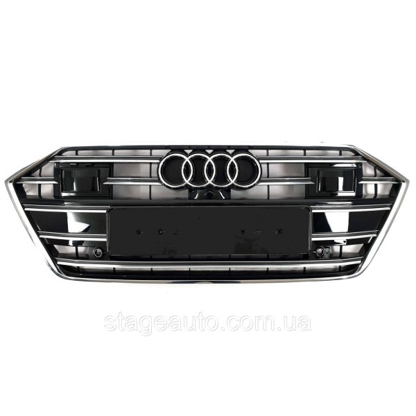 Решетка радиатора в стиле S на Audi A7 C8 ( 4K ) 2017-2022 года ( Черная с хромом под радары )