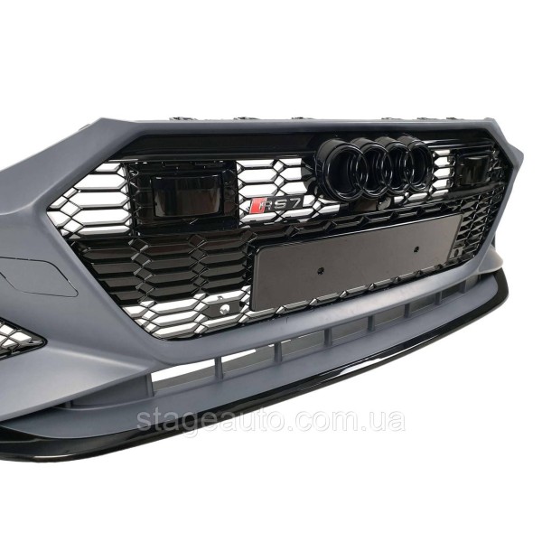 Передний бампер в стиле RS на Audi A7 C8 ( 4K ) 2017-2022 год ( Под дистронник RSU )