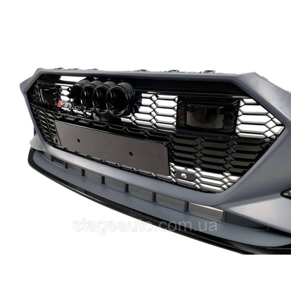 Передний бампер в стиле RS на Audi A7 C8 ( 4K ) 2017-2022 год ( Под дистронник RSU )