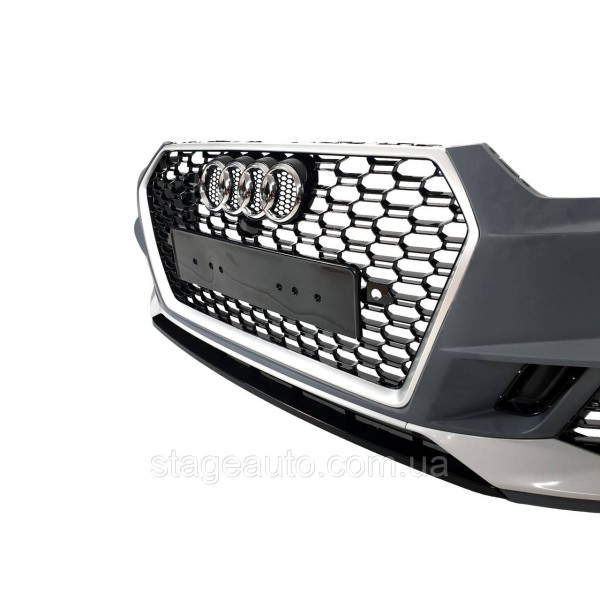 Передній бампер на Audi A4 B9 2015-2019 рік (у стилі RS4 без місць під радари) SB