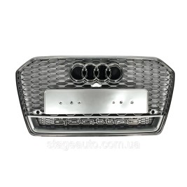 Решетка радиатора на Audi A6 C7 2014-2018 года ( стиль RS6 Silver Chrome ) под логотип Quattro