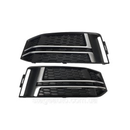 Решетки переднего бампера на Audi A4 B9 2015-2019 года ( Silver Black ) S-Line бампер