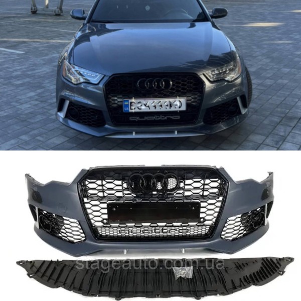 Передний бампер на Audi A6 C7 2011-2014 года ( стиль Audi RS6 Quattro )