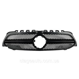 Решетка радиатора на Mercedes A-Class W177 2018-2022 год AMG Full Black ( без места под камеру )