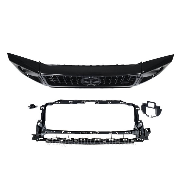 Решетка радиатора + рамки на фары Mercedes G-Class W463 2018-2022 года GT Full Black