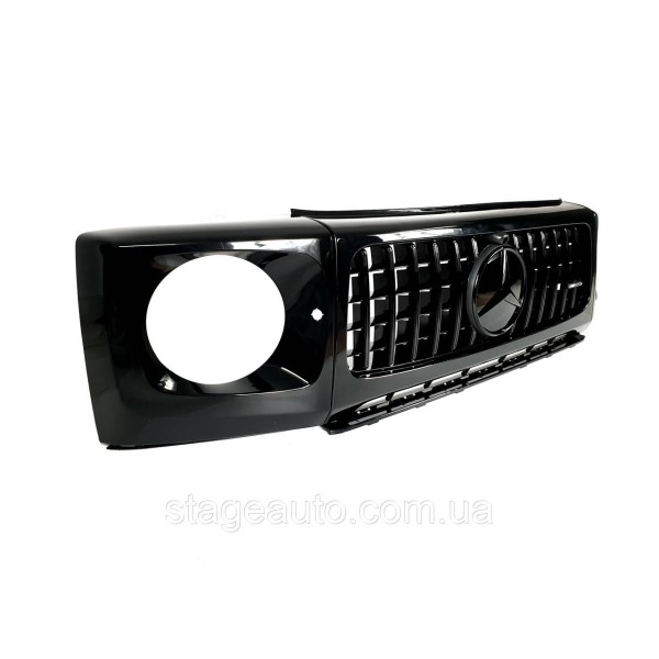 Решетка радиатора + рамки на фары Mercedes G-Class W463 2018-2022 года GT Full Black