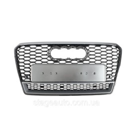 Решетка радиатора Audi A7 2010-2014 год Серая с хром рамкой Quattro ( в стиле RS)