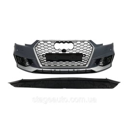 Передний бампер на Audi A4 B9 2015-2019 год ( в стиле RS4 Под радары ) V4