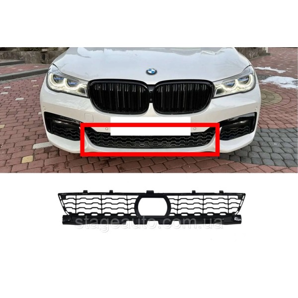 Решітка в бампер ( середня ) на BMW 7 Series G11 / G12 2015-2019 року ( M-Paket ) під дистронік