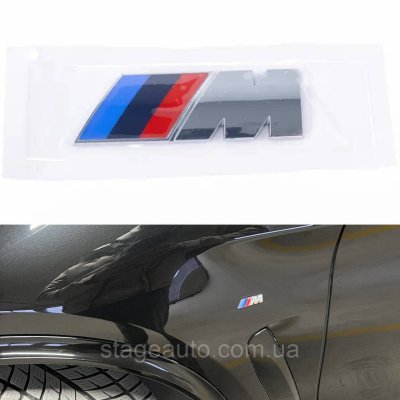 Емблема (логотип) M Power BMW (БМВ) шильдик на крило Сірий 4.7 x 1.6см