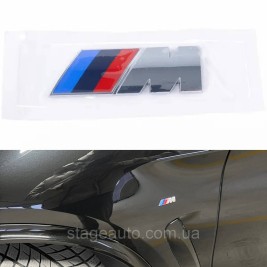 Эмблема (логотип) M Power BMW (БМВ) шильдик на крыло Серый пара 2шт 4.7 x 1.6см