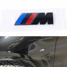 Эмблемы (логотипы) M Power BMW (БМВ) шильдики на крылья Черные пара 2шт 5.4 x 2см