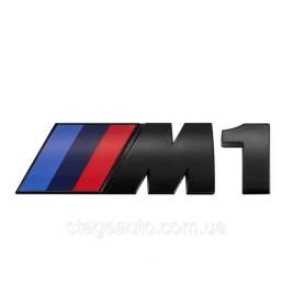Металлическая эмблема (логотип) M 1 BMW (БМВ) шильдик на багажник Черный 8.9 x 2.9см