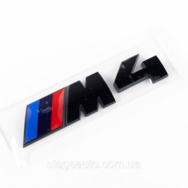 Металлическая эмблема (логотип) M 4 BMW (БМВ) шильдик на багажник Черный 8.9 x 2.9см
