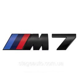 Металлическая эмблема (логотип) M 7 BMW (БМВ) шильдик на багажник Черный 8.9 x 2.9см
