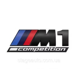 Металлическая эмблема (логотип) M 1 COMPETITION BMW (БМВ) шильдик на багажник Черный 8.9 x 2.9см