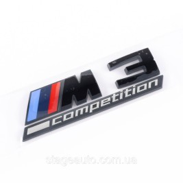 Металлическая эмблема (логотип) M 3 COMPETITION BMW (БМВ) шильдик на багажник Черный 8.9 x 2.9см