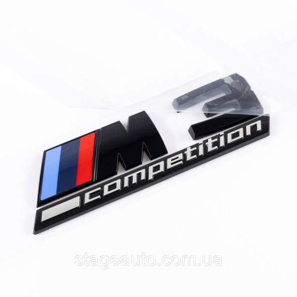 Металлическая эмблема (логотип) M 3 COMPETITION BMW (БМВ) шильдик на багажник Черный 8.9 x 2.9см