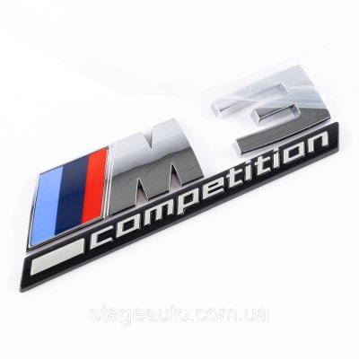 Металева емблема (логотип) M 3 COMPETITION BMW (БМВ) шильдик на багажник Хром 8.9 x 2.9см