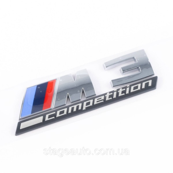 Металлическая эмблема (логотип) M 3 COMPETITION BMW (БМВ) шильдик на багажник Хром 8.9 x 2.9см