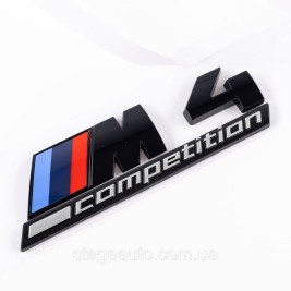 Металлическая эмблема (логотип) M 4 COMPETITION BMW (БМВ) шильдик на багажник Черный 8.9 x 2.9см