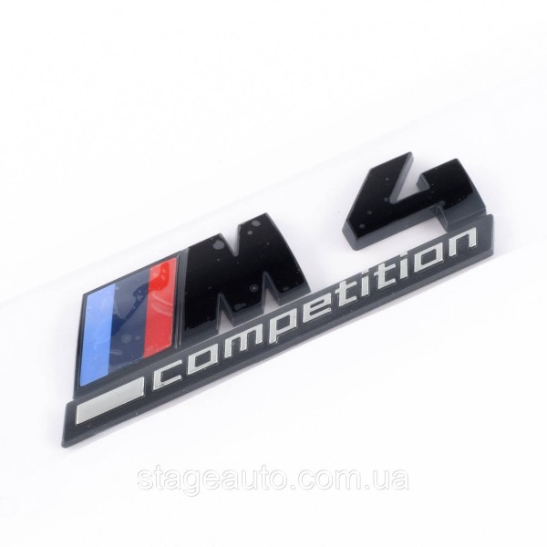Металлическая эмблема (логотип) M 4 COMPETITION BMW (БМВ) шильдик на багажник Черный 8.9 x 2.9см