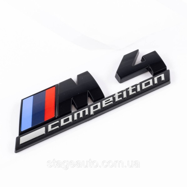Металлическая эмблема (логотип) M 4 COMPETITION BMW (БМВ) шильдик на багажник Черный 8.9 x 2.9см