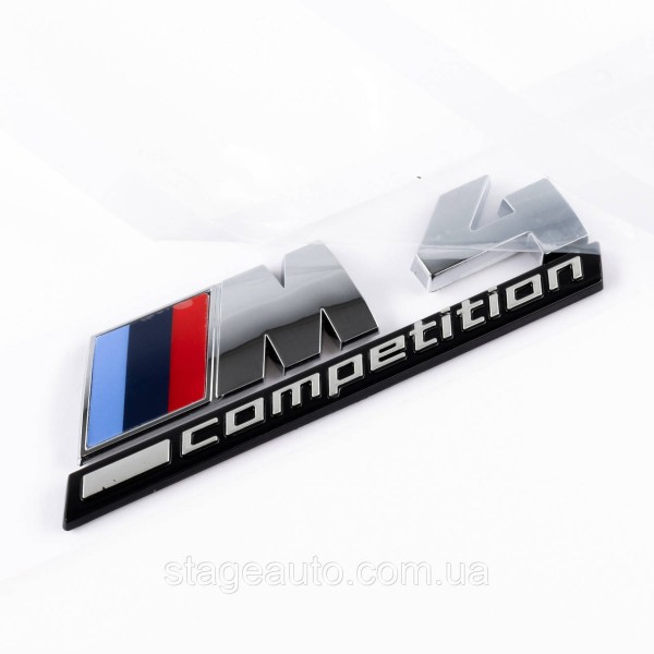 Металлическая эмблема (логотип) M 4 COMPETITION BMW (БМВ) шильдик на багажник Хром 8.9 x 2.9см