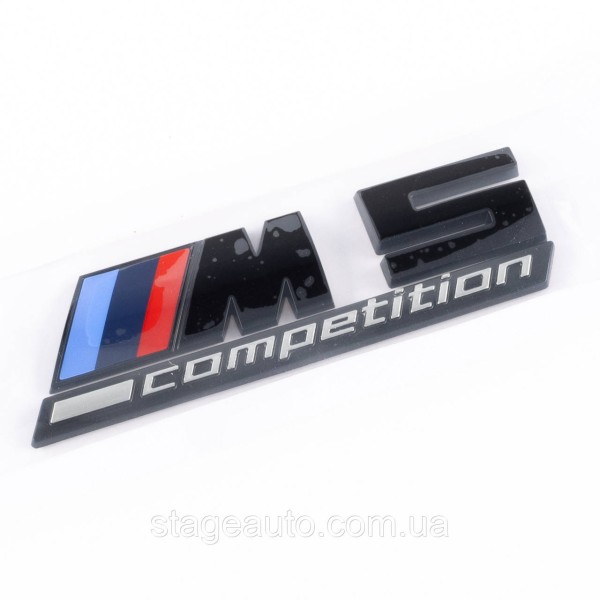 Металлическая эмблема (логотип) M 5 COMPETITION BMW (БМВ) шильдик на багажник Черный 8.9 x 2.9см
